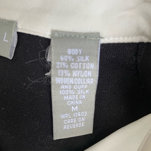 Kate Hill Black V-Neck Silk Blend Knit Sweater Shirt size M - Picture 5 of 7